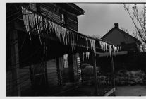 Icicles hanging from porch roof